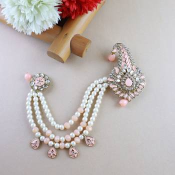 Traditional Stone Pearl Drop Safa Kalangi Brooch for Groom/Men/Dulha Pagadi 1