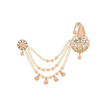Traditional Stone Pearl Drop Safa Kalangi Brooch for Groom/Men/Dulha Pagadi 2