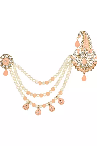 Traditional Stone Pearl Drop Safa Kalangi Brooch for Groom/Men/Dulha Pagadi