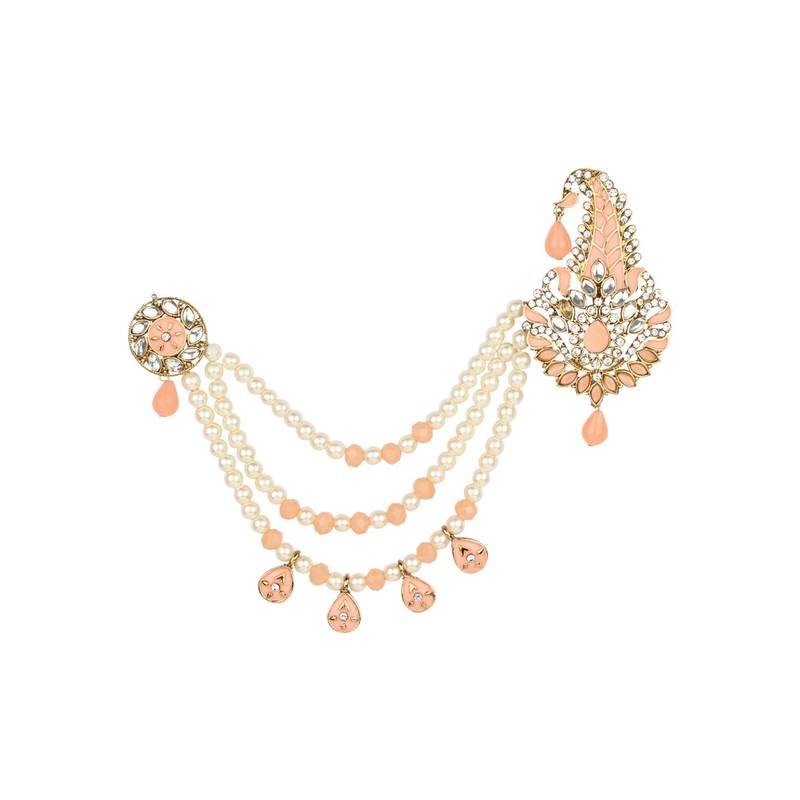 Traditional Stone Pearl Drop Safa Kalangi Brooch for Groom/Men/Dulha Pagadi