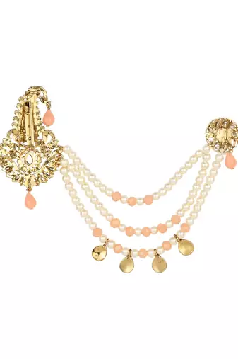 Traditional Stone Pearl Drop Safa Kalangi Brooch for Groom/Men/Dulha Pagadi