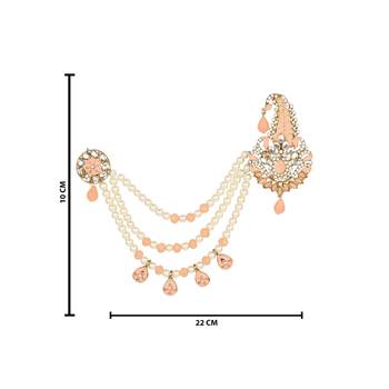 Traditional Stone Pearl Drop Safa Kalangi Brooch for Groom/Men/Dulha Pagadi 4