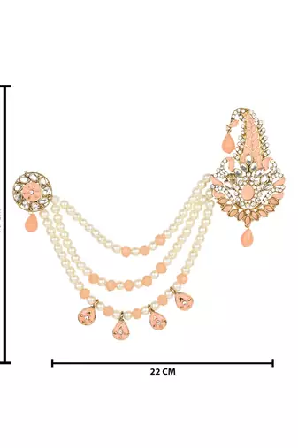 Traditional Stone Pearl Drop Safa Kalangi Brooch for Groom/Men/Dulha Pagadi