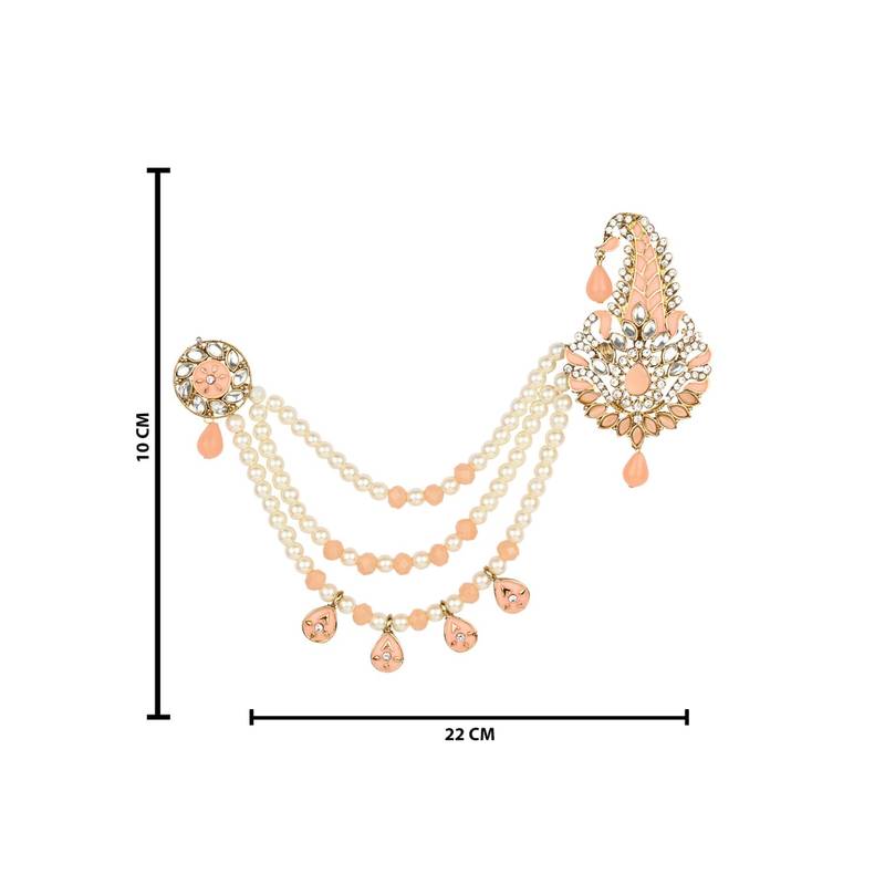 Traditional Stone Pearl Drop Safa Kalangi Brooch for Groom/Men/Dulha Pagadi