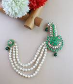 Traditional Stone Pearl Drop Safa Kalangi Brooch for Groom/Men/Dulha Pagadi