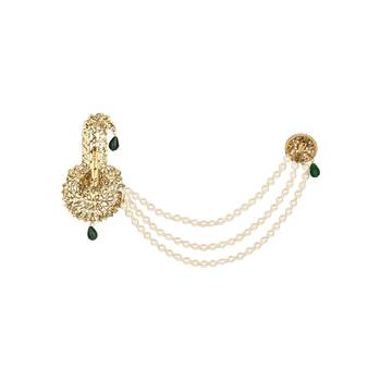 Traditional Stone Pearl Drop Safa Kalangi Brooch for Groom/Men/Dulha Pagadi 3