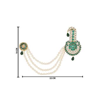 Traditional Stone Pearl Drop Safa Kalangi Brooch for Groom/Men/Dulha Pagadi 4