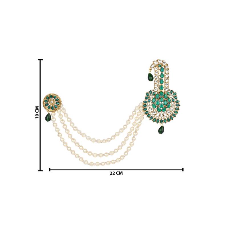 Traditional Stone Pearl Drop Safa Kalangi Brooch for Groom/Men/Dulha Pagadi