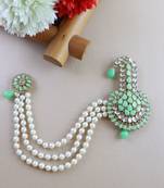 Traditional Stone Pearl Drop Safa Kalangi Brooch for Groom/Men/Dulha Pagadi