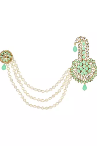 Traditional Stone Pearl Drop Safa Kalangi Brooch for Groom/Men/Dulha Pagadi