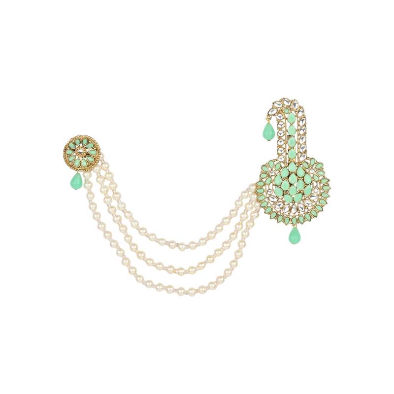 Traditional Stone Pearl Drop Safa Kalangi Brooch for Groom/Men/Dulha Pagadi