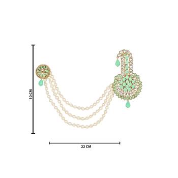 Traditional Stone Pearl Drop Safa Kalangi Brooch for Groom/Men/Dulha Pagadi 4