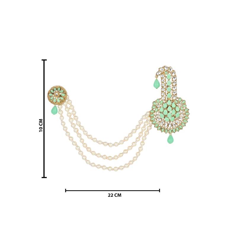 Traditional Stone Pearl Drop Safa Kalangi Brooch for Groom/Men/Dulha Pagadi