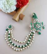 Traditional Stone Pearl Drop Safa Kalangi Brooch for Groom/Men/Dulha Pagadi