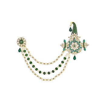 Traditional Stone Pearl Drop Safa Kalangi Brooch for Groom/Men/Dulha Pagadi 2