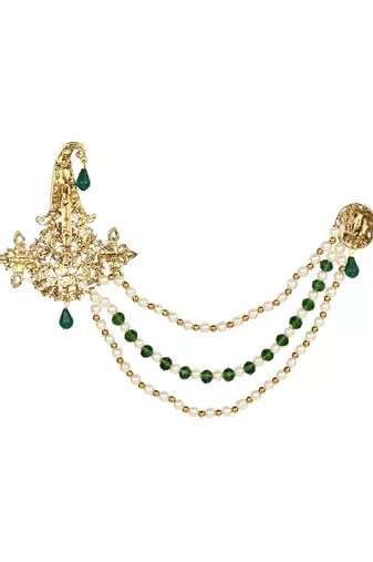 Traditional Stone Pearl Drop Safa Kalangi Brooch for Groom/Men/Dulha Pagadi