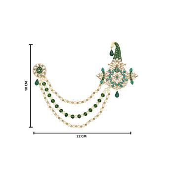 Traditional Stone Pearl Drop Safa Kalangi Brooch for Groom/Men/Dulha Pagadi 4