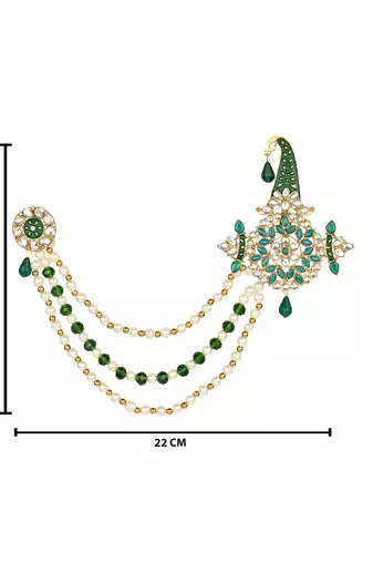 Traditional Stone Pearl Drop Safa Kalangi Brooch for Groom/Men/Dulha Pagadi