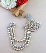 Traditional Stone Pearl Drop Safa Kalangi Brooch for Groom/Men/Dulha Pagadi