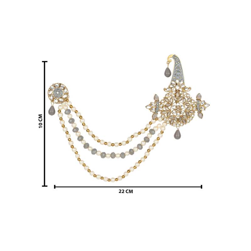 Traditional Stone Pearl Drop Safa Kalangi Brooch for Groom/Men/Dulha Pagadi