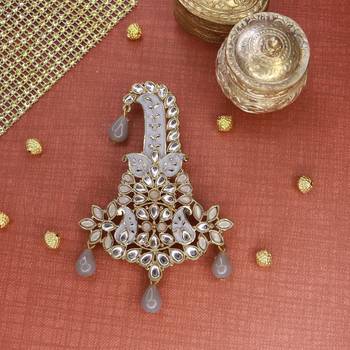 Traditional Meenakari Kundan Pearl Drop Safa Kalangi Brooch for Groom/Men/Dulha Pagadi 1