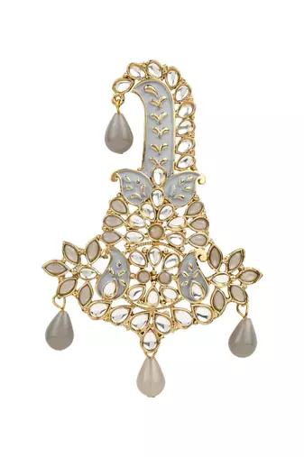 Traditional Meenakari Kundan Pearl Drop Safa Kalangi Brooch for Groom/Men/Dulha Pagadi