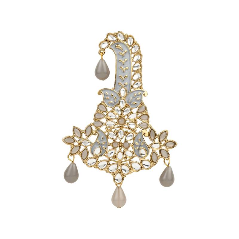 Traditional Meenakari Kundan Pearl Drop Safa Kalangi Brooch for Groom/Men/Dulha Pagadi