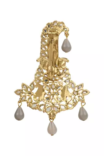 Traditional Meenakari Kundan Pearl Drop Safa Kalangi Brooch for Groom/Men/Dulha Pagadi
