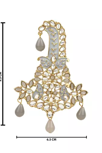Traditional Meenakari Kundan Pearl Drop Safa Kalangi Brooch for Groom/Men/Dulha Pagadi