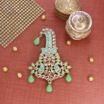 Traditional Meenakari Kundan Pearl Drop Safa Kalangi Brooch for Groom/Men/Dulha Pagadi 1