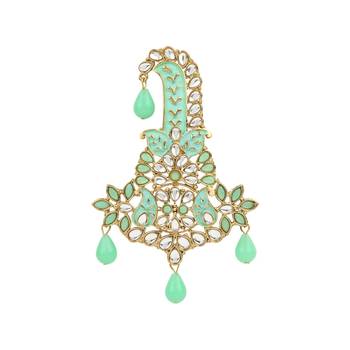 Traditional Meenakari Kundan Pearl Drop Safa Kalangi Brooch for Groom/Men/Dulha Pagadi 2