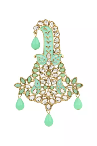Traditional Meenakari Kundan Pearl Drop Safa Kalangi Brooch for Groom/Men/Dulha Pagadi