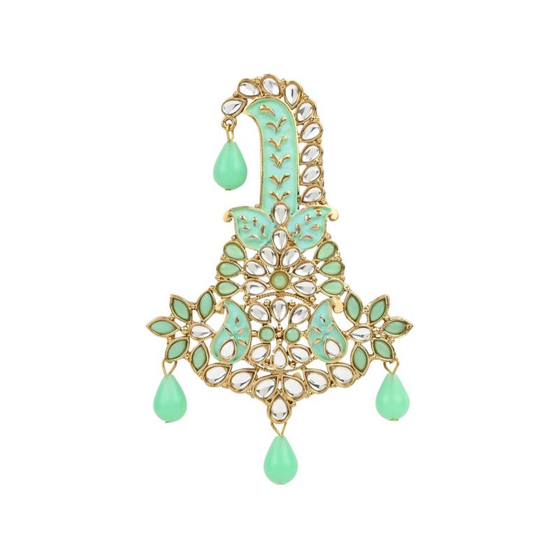 Traditional Meenakari Kundan Pearl Drop Safa Kalangi Brooch for Groom/Men/Dulha Pagadi