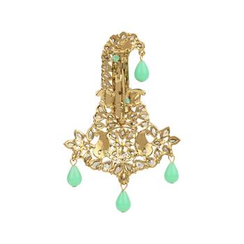 Traditional Meenakari Kundan Pearl Drop Safa Kalangi Brooch for Groom/Men/Dulha Pagadi 3