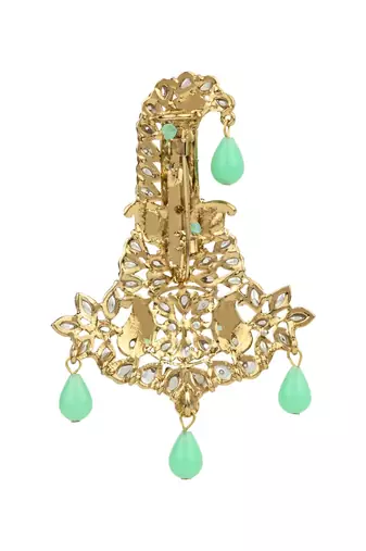 Traditional Meenakari Kundan Pearl Drop Safa Kalangi Brooch for Groom/Men/Dulha Pagadi