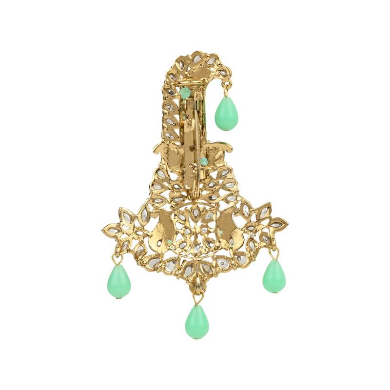 Traditional Meenakari Kundan Pearl Drop Safa Kalangi Brooch for Groom/Men/Dulha Pagadi