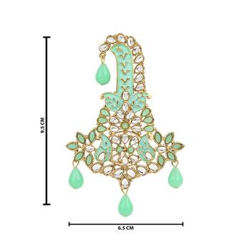Traditional Meenakari Kundan Pearl Drop Safa Kalangi Brooch for Groom/Men/Dulha Pagadi 4