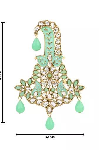 Traditional Meenakari Kundan Pearl Drop Safa Kalangi Brooch for Groom/Men/Dulha Pagadi