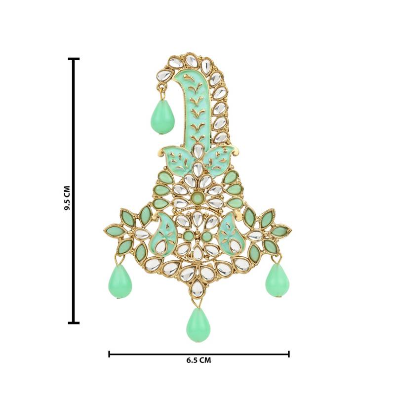 Traditional Meenakari Kundan Pearl Drop Safa Kalangi Brooch for Groom/Men/Dulha Pagadi