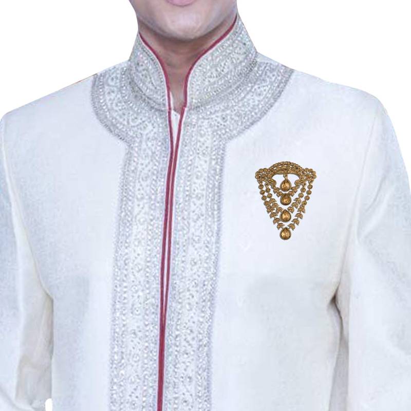 Stylish Wedding Designer Stone Studded Brooch/Lapel Pin for Groom/Men