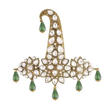 Traditional Stone Pearl Drop Safa Kalangi Brooch for Groom/Men/Dulha Pagadi 1