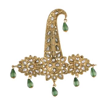 Traditional Stone Pearl Drop Safa Kalangi Brooch for Groom/Men/Dulha Pagadi 2