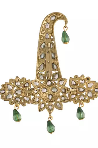 Traditional Stone Pearl Drop Safa Kalangi Brooch for Groom/Men/Dulha Pagadi