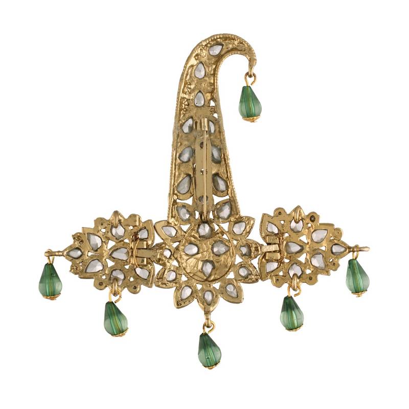 Traditional Stone Pearl Drop Safa Kalangi Brooch for Groom/Men/Dulha Pagadi