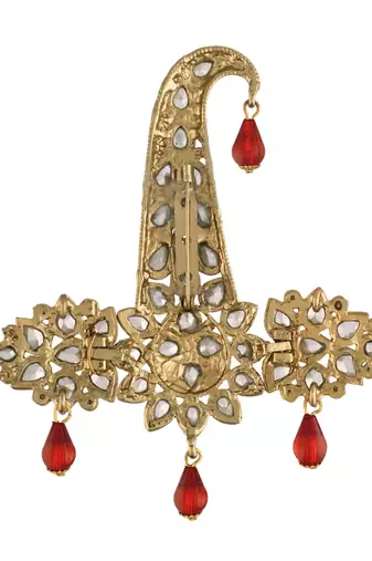 Indian Traditional Handcrafted Kundan And Stone Safa Dulha Pagadi Kalangi Brooch for Groom Men