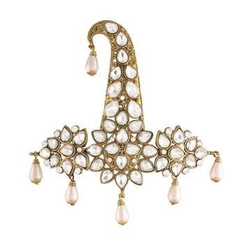 Traditional Stone Pearl Drop Safa Kalangi Brooch for Groom/Men/Dulha Pagadi 1