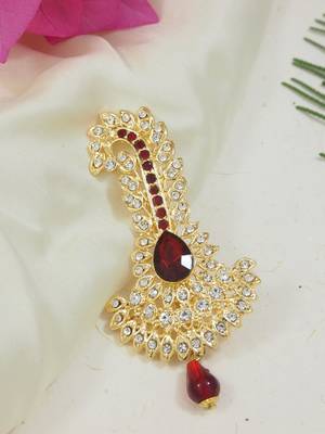 Traditional Stone Pearl Drop Safa Kalangi Brooch for Groom/Men/Dulha Pagadi 1