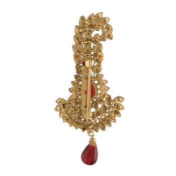Traditional Stone Pearl Drop Safa Kalangi Brooch for Groom/Men/Dulha Pagadi 2