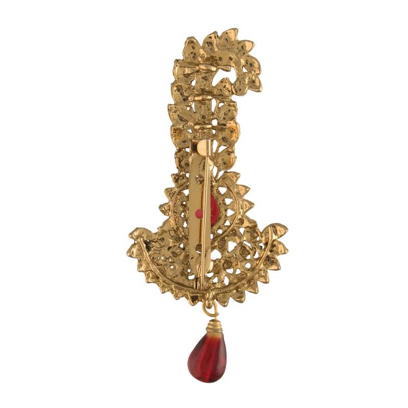 Traditional Stone Pearl Drop Safa Kalangi Brooch for Groom/Men/Dulha Pagadi