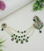 Traditional Stone Pearl Drop Safa Kalangi Brooch for Groom/Men/Dulha Pagadi